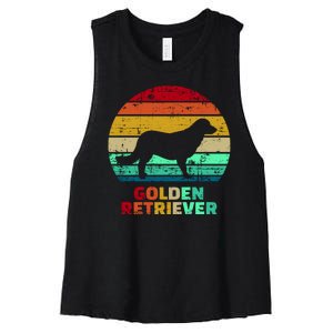 Golden Retriever Retro Silhouette Women's Racerback Cropped Tank