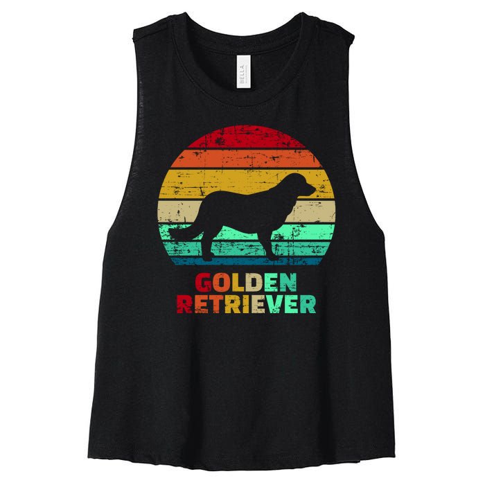 Golden Retriever Retro Silhouette Women's Racerback Cropped Tank