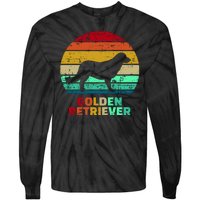 Golden Retriever Retro Silhouette Tie-Dye Long Sleeve Shirt