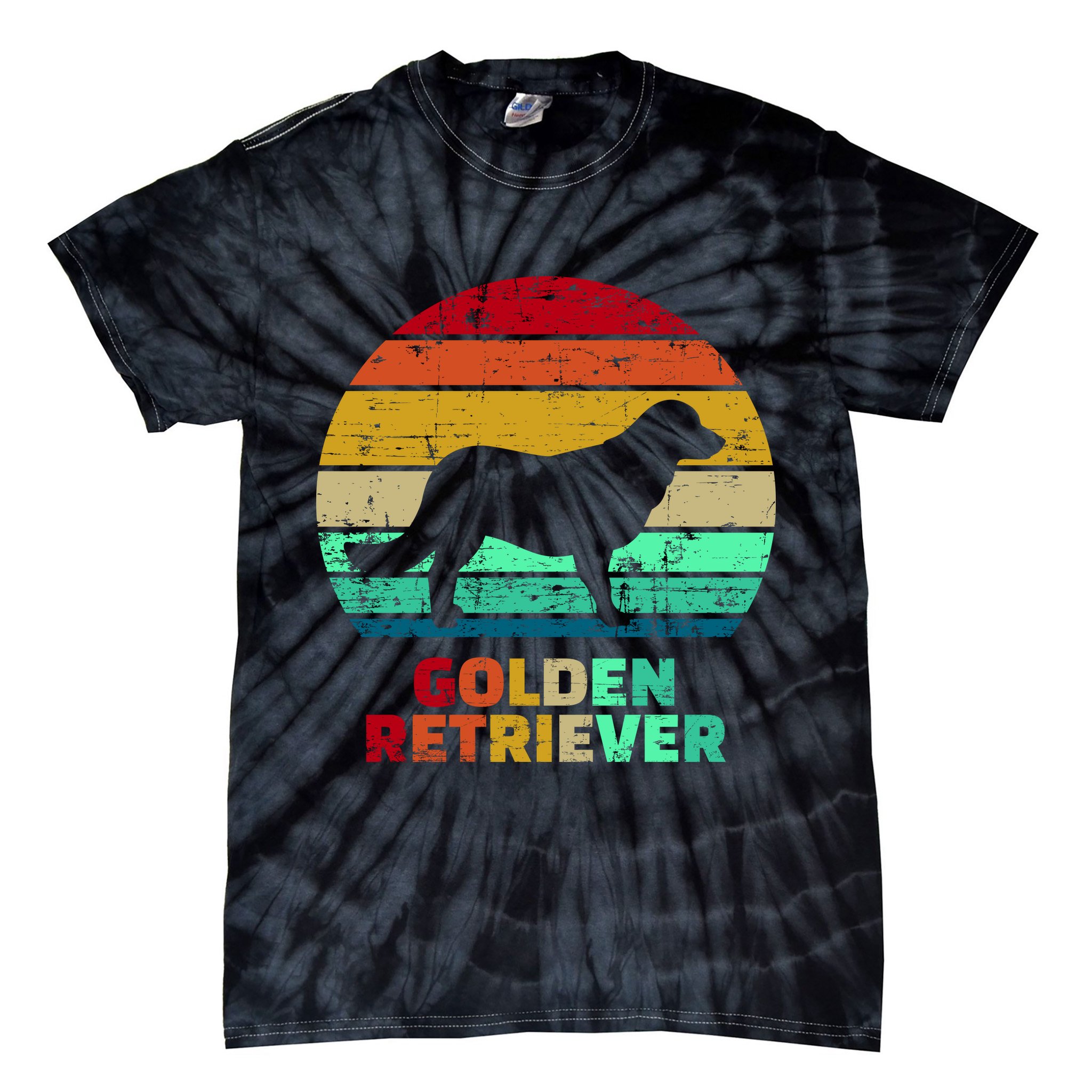 Golden Retriever Retro Silhouette Tie-Dye T-Shirt