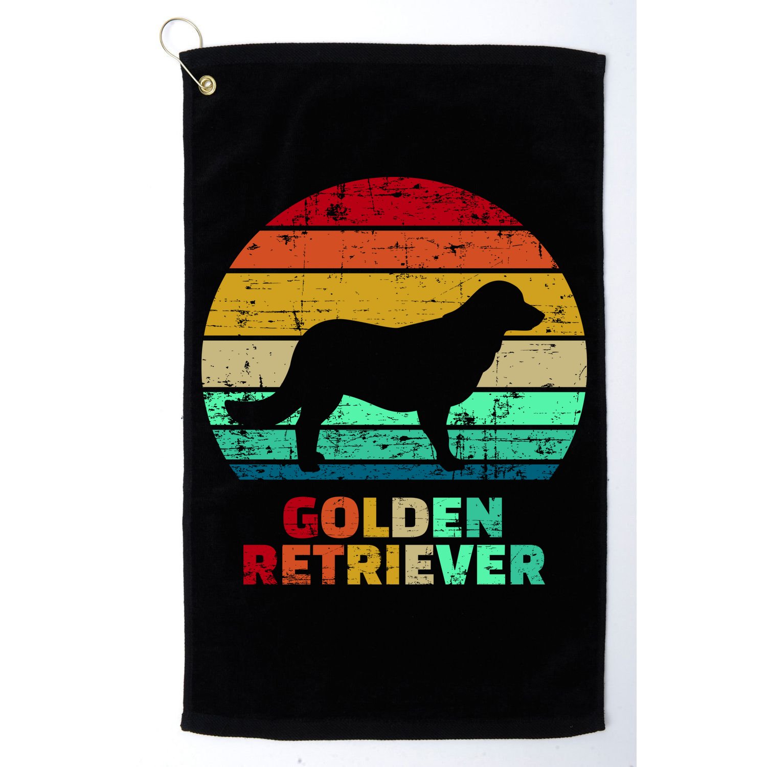 Golden Retriever Retro Silhouette Golf Towel
