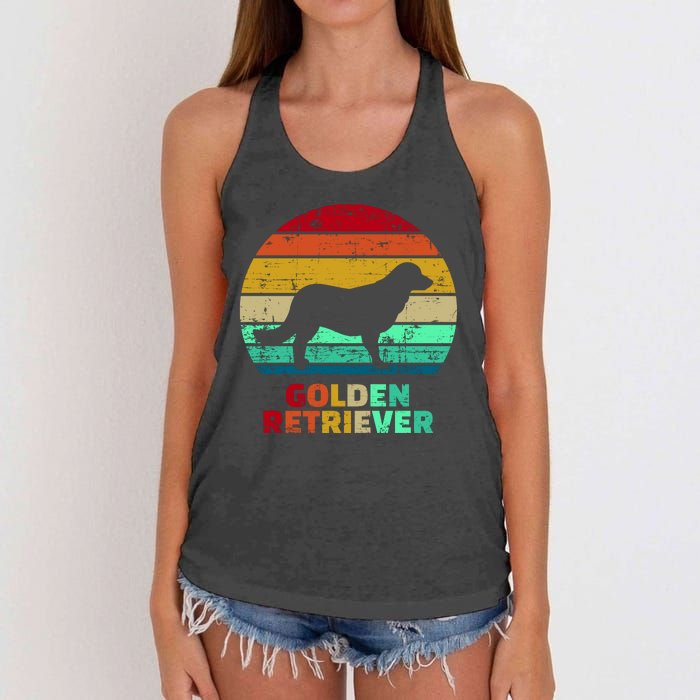 Golden Retriever Retro Silhouette Women's Knotted Racerback Tank