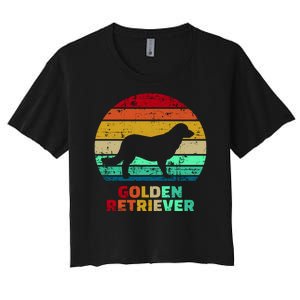 Golden Retriever Retro Silhouette Women's Crop Top Tee