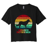 Golden Retriever Retro Silhouette Women's Crop Top Tee