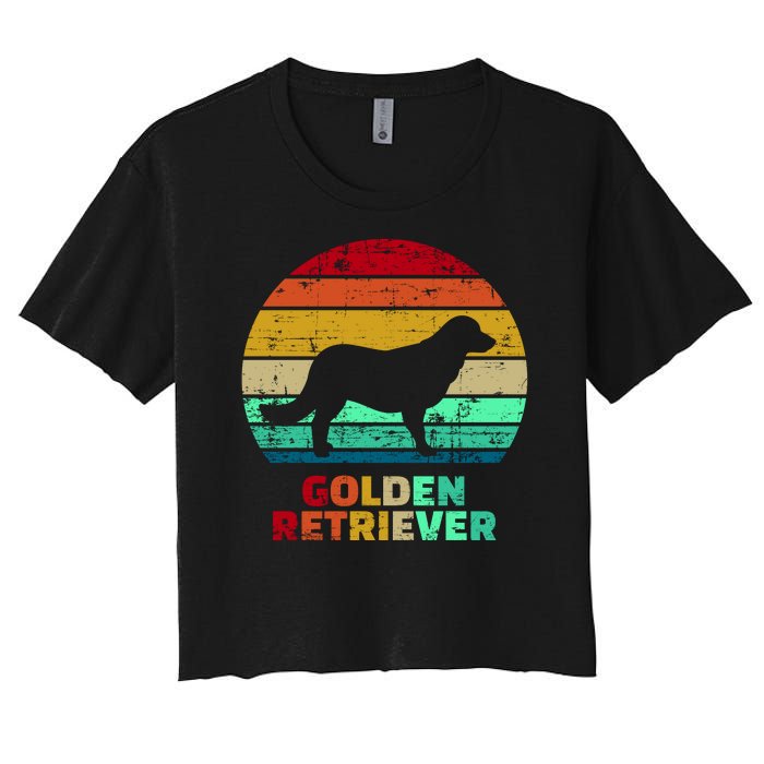 Golden Retriever Retro Silhouette Women's Crop Top Tee