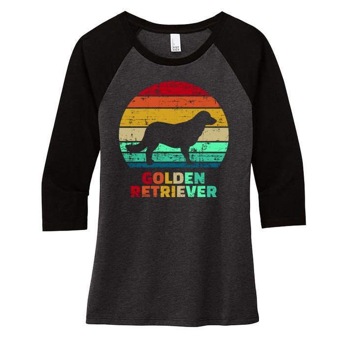 Golden Retriever Retro Silhouette Women's Tri-Blend 3/4-Sleeve Raglan Shirt