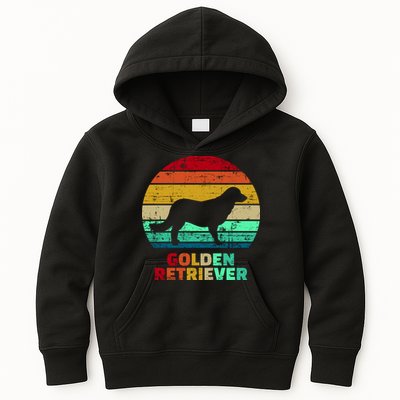 Golden Retriever Retro Silhouette Kids Hoodie