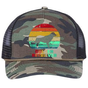 Golden Retriever Retro Silhouette Retro Rope Trucker Hat Cap