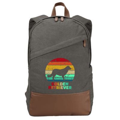 Golden Retriever Retro Silhouette Cotton Canvas Backpack