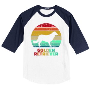 Golden Retriever Retro Silhouette Baseball Sleeve Shirt