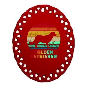 Golden Retriever Retro Silhouette Ceramic Oval Ornament