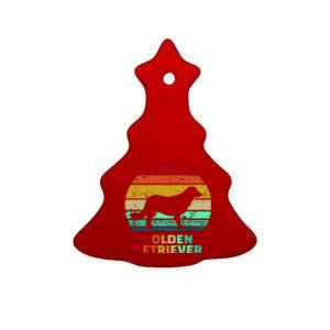 Golden Retriever Retro Silhouette Ceramic Tree Ornament