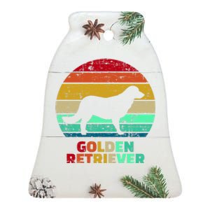 Golden Retriever Retro Silhouette Ceramic Bell Ornament