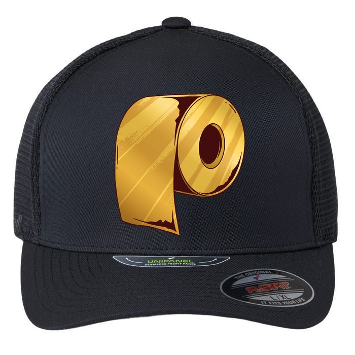 Golden Toilet Paper Crisis Flexfit Unipanel Trucker Cap