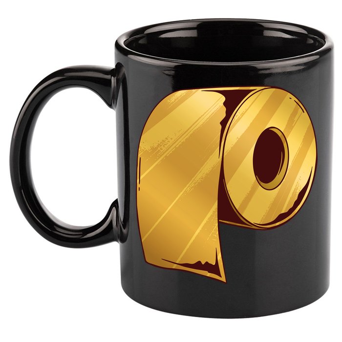 Golden Toilet Paper Crisis 11oz C Handle Ceramic Mug