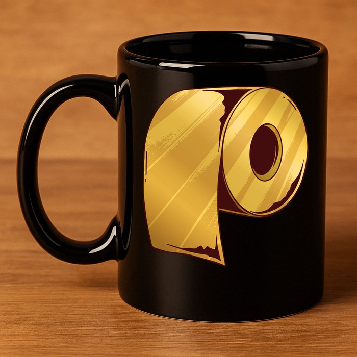 Golden Toilet Paper Crisis 11oz C Handle Ceramic Mug