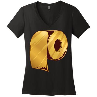 Golden Toilet Paper Crisis Women's V-Neck T-Shirt