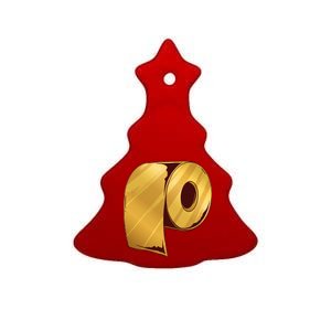 Golden Toilet Paper Crisis Ceramic Tree Ornament