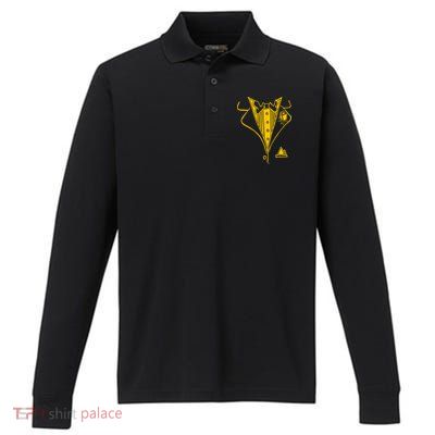 Golden Tuxedo Performance Long Sleeve Polo