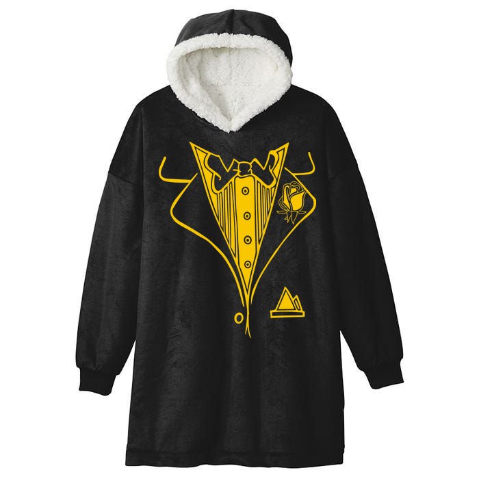 Golden Tuxedo Hooded Wearable Blanket