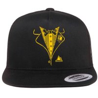 Golden Tuxedo Flat Bill Trucker Hat