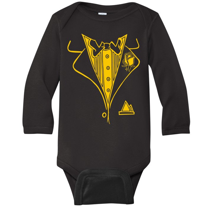 Golden Tuxedo Baby Long Sleeve Bodysuit