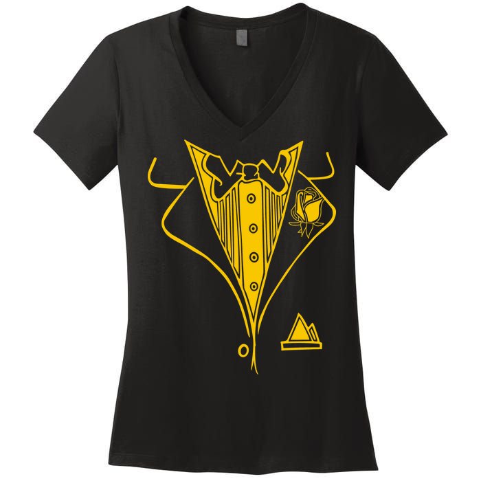 Golden Tuxedo Women's V-Neck T-Shirt