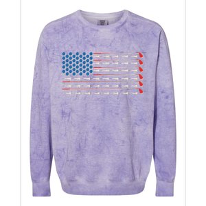 Golf Balls Tees Clubs USA American Flag Colorblast Crewneck Sweatshirt