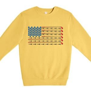 Golf Balls Tees Clubs USA American Flag Premium Crewneck Sweatshirt