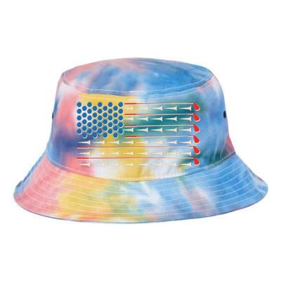 Golf Balls Tees Clubs USA American Flag Tie Dye Newport Bucket Hat