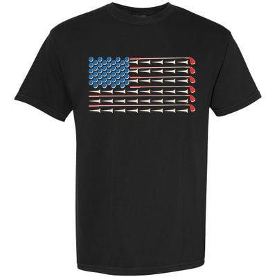 Golf Balls Tees Clubs USA American Flag Garment-Dyed Heavyweight T-Shirt