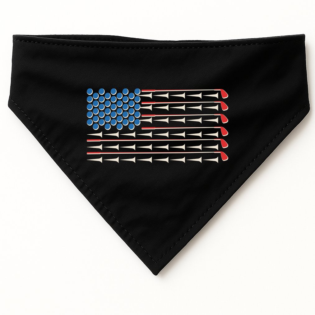 Golf Balls Tees Clubs USA American Flag USA-Made Doggie Bandana
