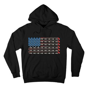 Golf Balls Tees Clubs USA American Flag Hoodie