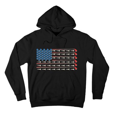 Golf Balls Tees Clubs USA American Flag Hoodie