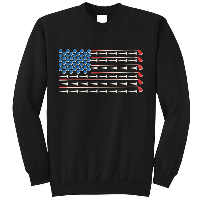 Golf Balls Tees Clubs USA American Flag Sweatshirt