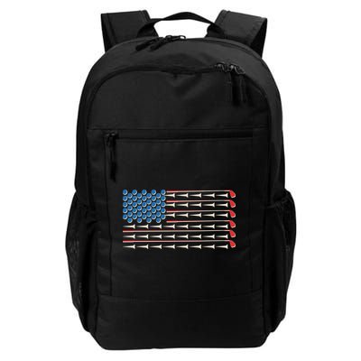 Golf Balls Tees Clubs USA American Flag Backpack