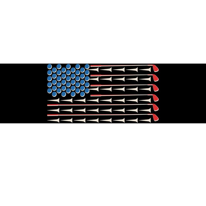 Golf Balls Tees Clubs USA American Flag Bumper Sticker