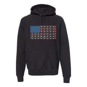 Golf Balls Tees Clubs USA American Flag Premium Hoodie