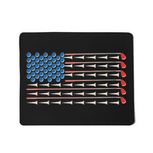 Golf Balls Tees Clubs USA American Flag Mousepad