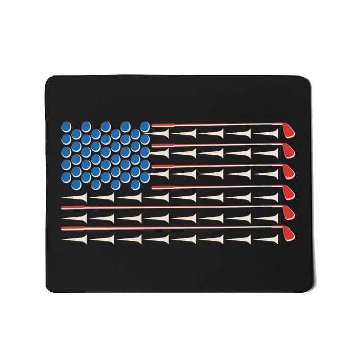 Golf Balls Tees Clubs USA American Flag Mousepad