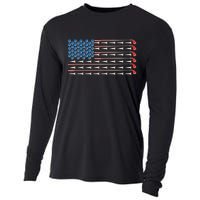 Golf Balls Tees Clubs USA American Flag Cooling Performance Long Sleeve Crew