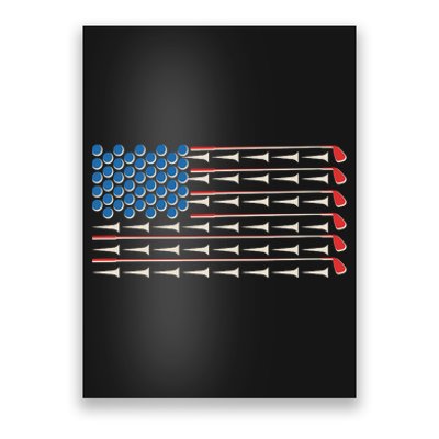 Golf Balls Tees Clubs USA American Flag Poster