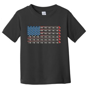 Golf Balls Tees Clubs USA American Flag Toddler T-Shirt