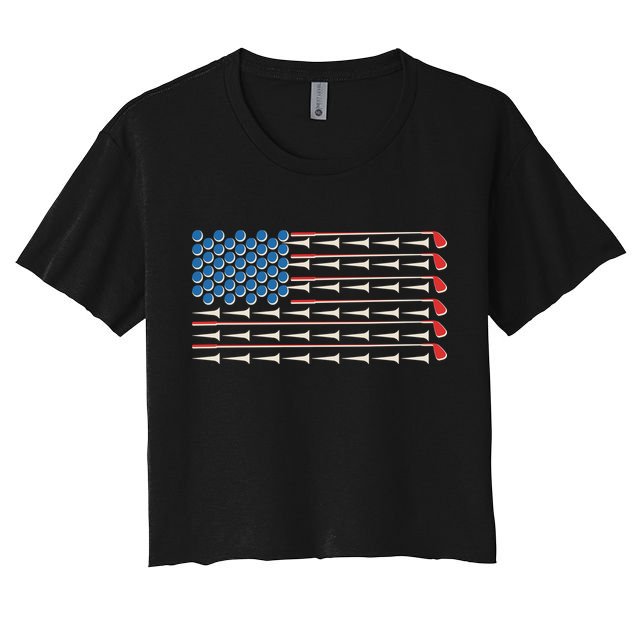 Golf Balls Tees Clubs USA American Flag Crop Top