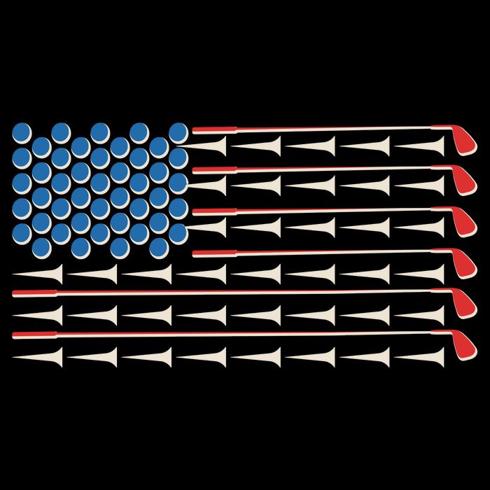 Golf Balls Tees Clubs USA American Flag Zip Tote Bag
