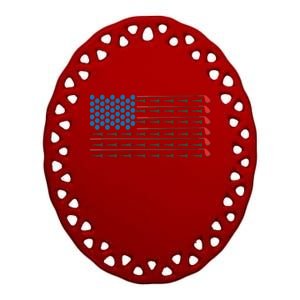 Golf Balls Tees Clubs USA American Flag Ceramic Oval Ornament