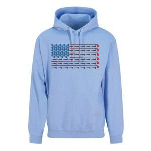 Golf Balls Tees Clubs USA American Flag Unisex Surf Hoodie