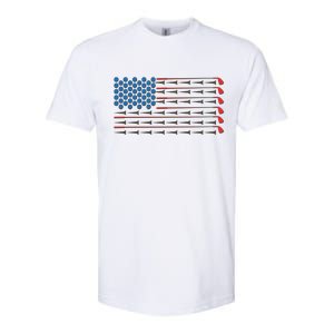 Golf Balls Tees Clubs USA American Flag Softstyle CVC T-Shirt