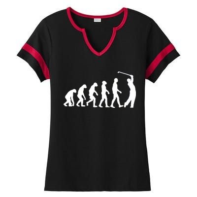 Golf Evolution Funny Golfer Ladies Halftime Notch Neck Tee