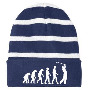 Golf Evolution Funny Golfer Striped Beanie with Solid Band